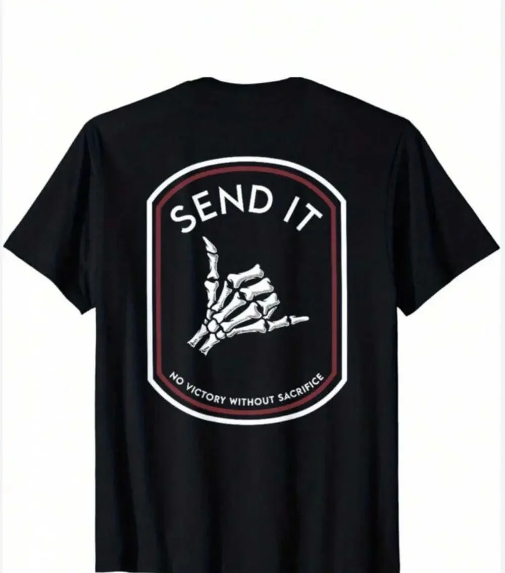 Send It Skeleton Shaka Graphic T Shirt Black Short Sleeve Unisex Skate Surf XL